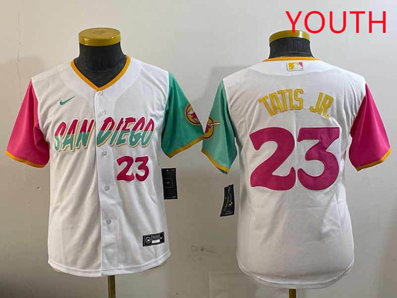 Youth San Diego Padres #23 Tatis jr White City Edition 2025 Nike MLB Jersey style 3